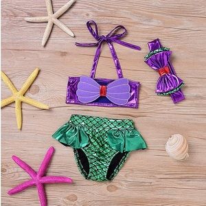 Baby Girl Mermaid Bikini Swimsuit with Headband